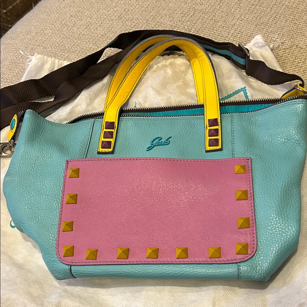 Gabs Teal and Pink Tote with Yellow Accents